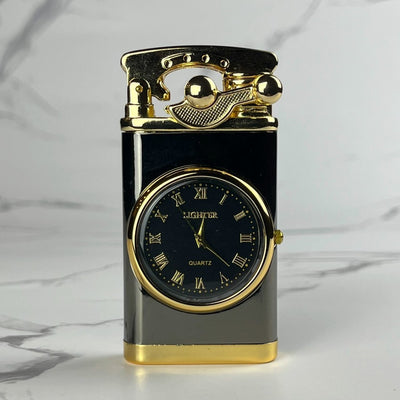 Black Time Torch Lighter – refillable butane jet flame lighter featuring LED clock display and lever ignition